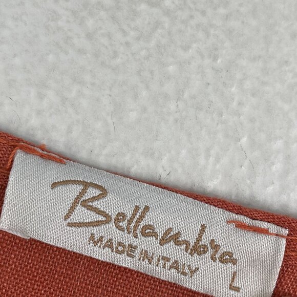 Bellambra Womens Large 100% Linen Oversized Rust Orange Top Gathered Sleeve - Picture 3 of 10